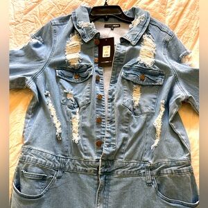 Fashion Nova Distressed Denim jumper